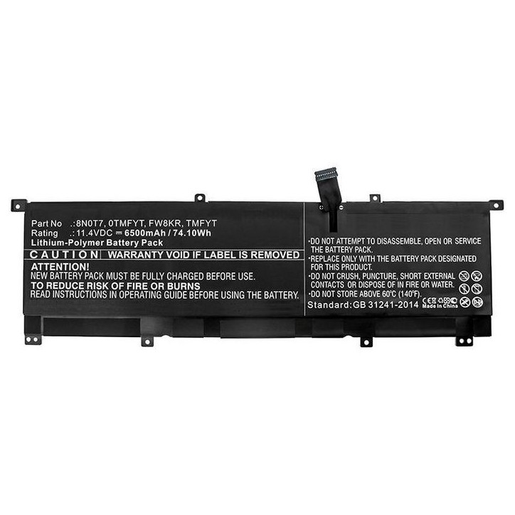 MBXDE-BA0183 CoreParts Laptop Batteria for Dell 68WH Li-ion 11.4V 6Ah Dell 5530 2-in-1 XPS 15 2-in-1 XPS 15 9575 0TMFYT 8N0T7 TM
