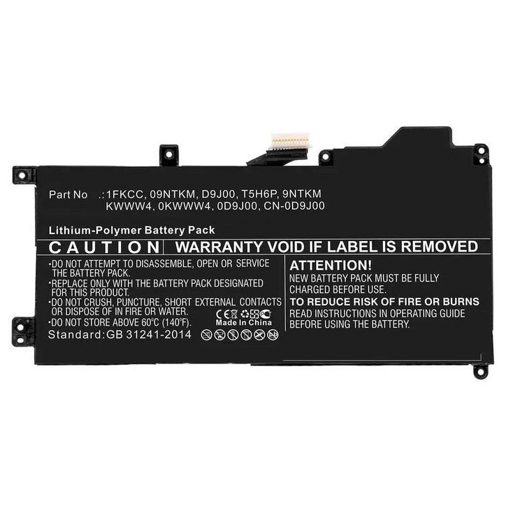 MBXDE-BA0203 CoreParts Laptop Batteria for Dell 35.34Wh Li-Pol 7.6V 4650mAh Black for Dell Notebook Laptop Latitude 12 7200 Lati