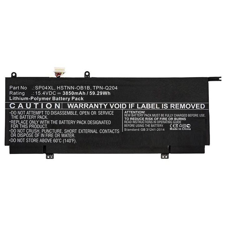 MBXHP-BA0262 CoreParts Laptop Batteria for HP 59.29Wh Li-Pol 15.4V 3850mAh Black HSTNN-OB1B L28538-AC1 L28764-005 SP04061XL SP04