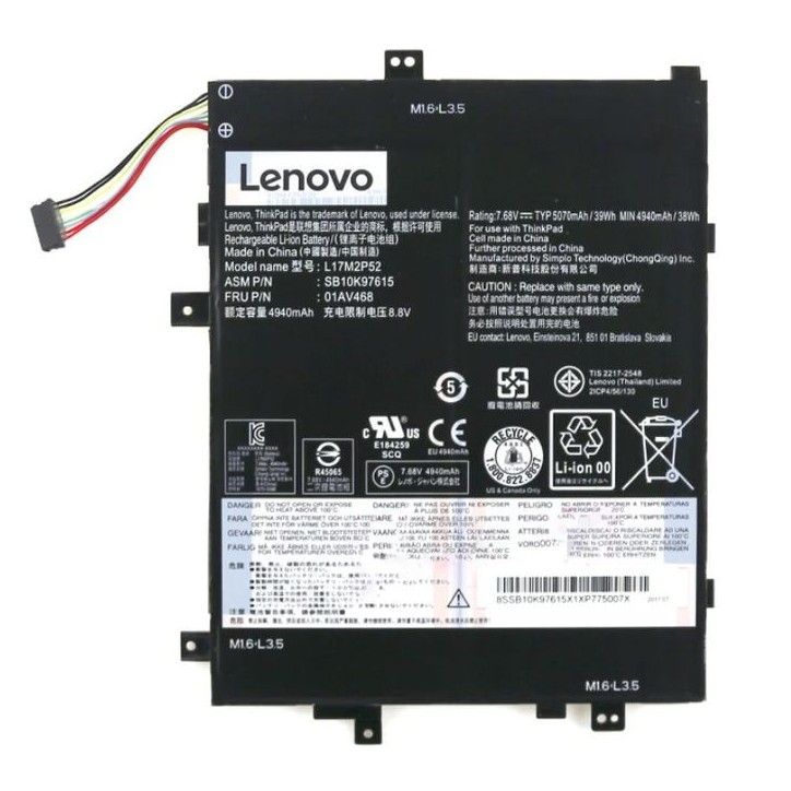 01AV468 Lenovo Internal Batteria for laptops 2-cell configuration 39Wh capacity utilizes Lithium-Ion technology for reliable per