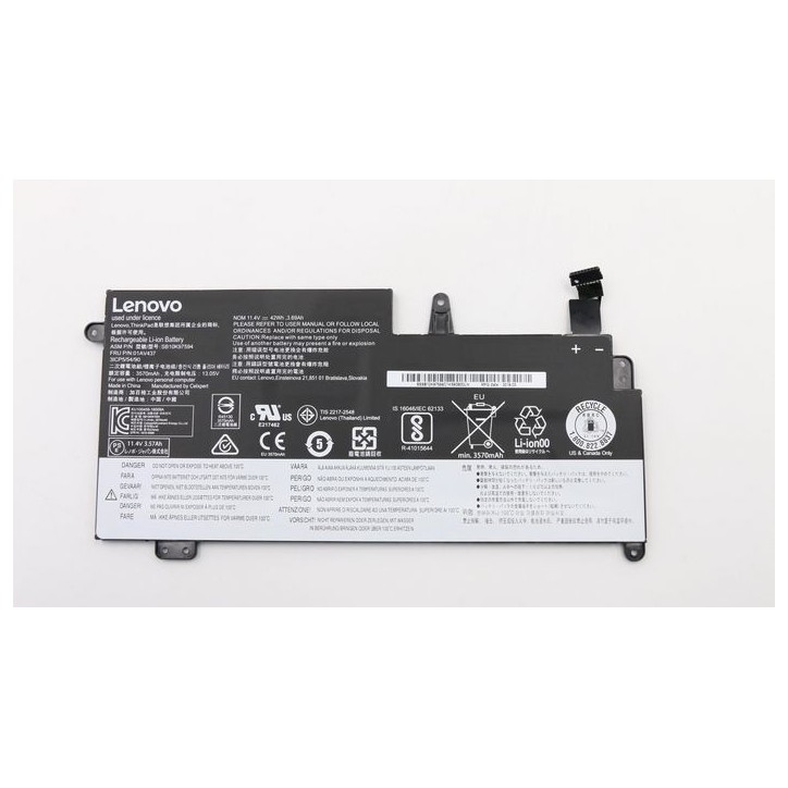 FRU01AV437 Lenovo Lithium-ion Batteria with 42Wh capacity designed for Lenovo systems dimensions 1.1 x 9.7 x 6.5 inches.