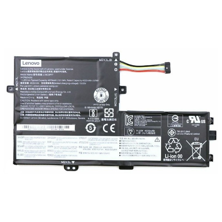 5B10T09097 Lenovo 3-cell Li-Polymer Batteria 52.5Wh capacity 4670mAh 11.25V output compatible with select Lenovo laptops. FRU5B1