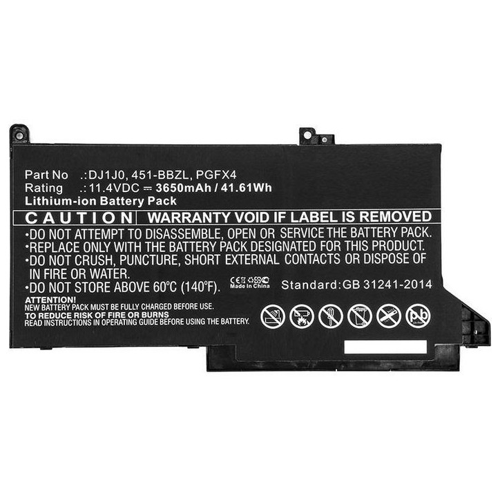 MBXDE-BA0140 CoreParts Laptop Batteria for Dell 42Wh Li-ion 11.4V 3650mAh Black Latitude 12 7000 Latitude 12 7280 Latitude 12 74