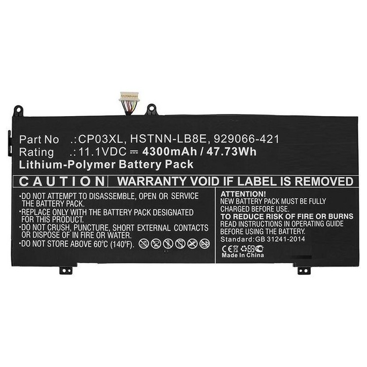 MBXHP-BA0176 CoreParts Laptop Batteria for HP 55,86Wh Li-Pol 11,4V 4900mAh Black - Spectre X360 13 Spectre 13 Spectre x360 13 Co