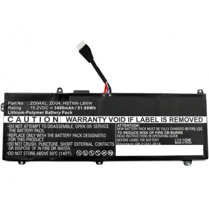MBXHP-BA0109 MBXHP-BA0109 CoreParts Laptop Batteria for HP 52Wh Li-Pol 15.2V 3400mAh Black Zbook Studio G3 808396-421 808450-...
