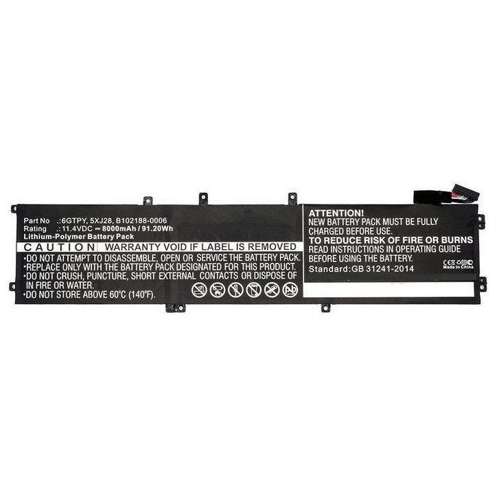 MBXDE-BA0090 CoreParts Laptop Batteria for Dell 69.3Wh Li-Pol 11.55V 6000mAh Black Precision M5520 XPS 15 9560 XPS 15 9560 i7-77