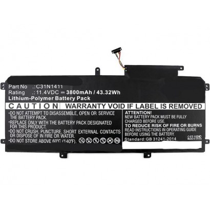 MBXAS-BA0115 MBXAS-BA0115 CoreParts Laptop Batteria for Asus 42Wh Li-Pol 11.55V 3610mAh Black U305CA6Y30 U305F 13.3 inch U305...