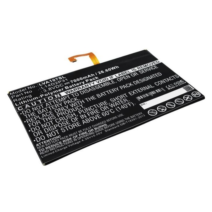 SB18C03763 Lenovo Replacement Batteria for Lenovo Tab 2 and Tab 4 tablets 7000mAh capacity 3.8V voltage 26.6Wh energy 2-cell des