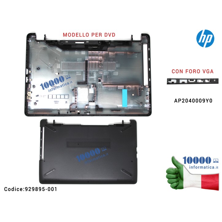 Bottom Case Scocca Inferiore [Dark Ash Silver] HP Pavilion 15-BS 15-BW 250 G6 255 G6 TPN-C129 TPN-C130 (GRIGIO SCURO) AP2040009Y