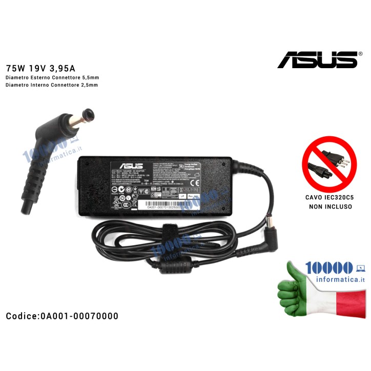 Alimentatore ASUS 75W 19V 3,95A [5,5 x 2,5 mm]