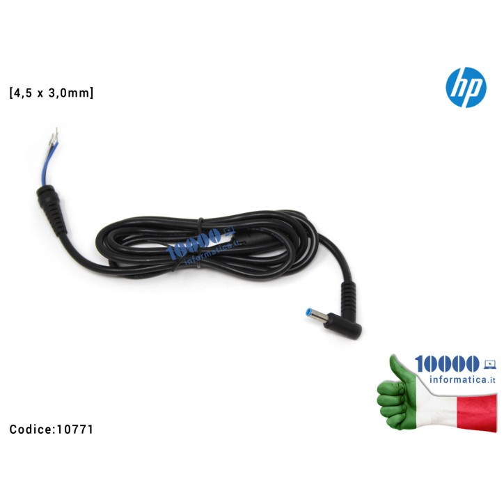 Cavo per Alimentatore HP [4,5 x 3,0mm] (1,5mt) Envy 14-ac 14-d 15-ac 15-af 15-d 15-f 15-g 15-r 15-n 15-p 250 G2 255 G3 255 G5 350 G2 350 G2 Envy 15-J 15-K 17-J 17-K Pavilion 14-E 15-E 17-E 15-AK 15-P 17-F ProBook 650 G2 650 G3 14-D 240 246 250 G2 242 248 340 G1 EliteBook 820 G3 840 G3 850 G3 ProBook