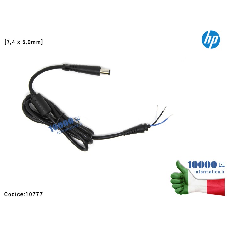 Cavo Alimentazione con Connettore per Alimentatore HP [7,4 x 5,0mm] (1,2mt) DV4 DV5 DV6 DV7 6720s Envy 15 6510B 6730B 8510B EliteBook 8530W 8540W 8730W
