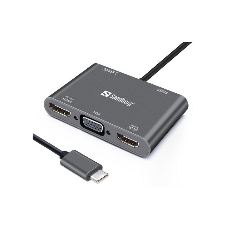 136-35 Sandberg USB-C Dock 2xHDMI1xVGAUSBPD N/A