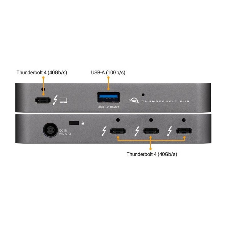OWCTB4HUB5P OWC 40Gb/s Thunderbolt 4 USB 3.2 Gen 2 Type-A Port 17 x 118 x 73 mm 209 g Space Gray
