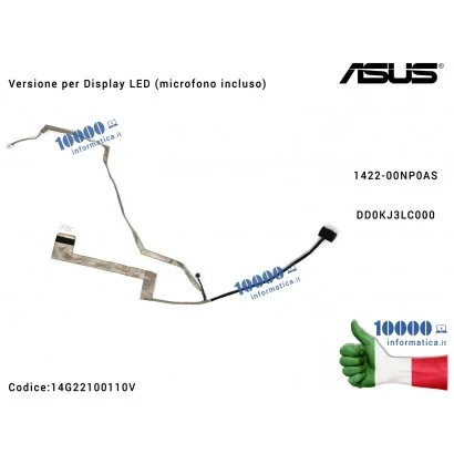 14G22100110V Cavo Flat LCD ASUS K52 K52F K52JR [Versione per Display LED] (microfono incluso) 1422-00NP0AS DD0KJ3LC000 K52DY ...