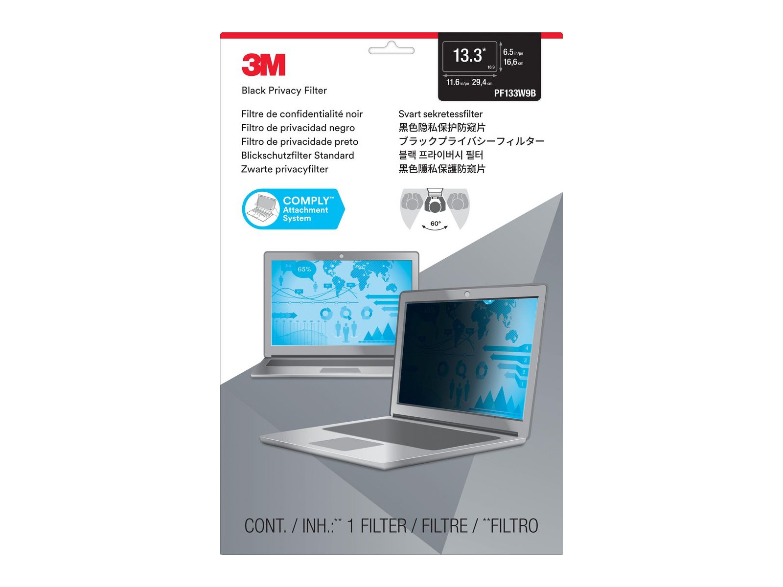 PF13.3W9 PF13.3W9 3M Privacy Filter 13.3" 16:9 COMPLY 98044054314 99112167 PF13.3W9 PF13.3W9 3M Privacy Filter 13.3" 16:9 COMPLY 98044054314 99112167