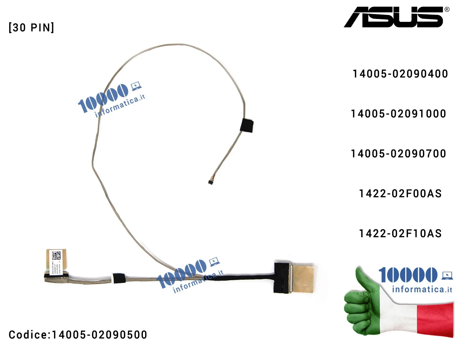 14005-02090500 Cavo Flat LCD ASUS VivoBook Max [30 PIN] X540 X540N X540U X541U X541UA R541U R541 X541 X541SC P541UA 14005-020...