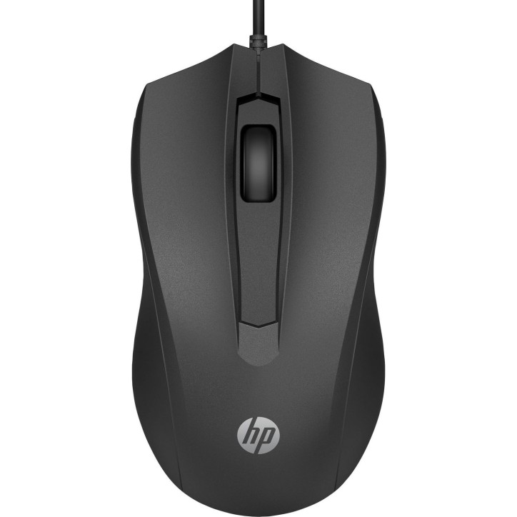 6VY96AAABB HP Wired Mouse 100 HP 100 Mouse Cablato, 1.600 DPI, destrorso, 3 pulsanti, rotella di scorrimento, nero