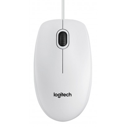 910-003360 Logitech B100 Optical USB Mouse, USB Type-A, White 808048