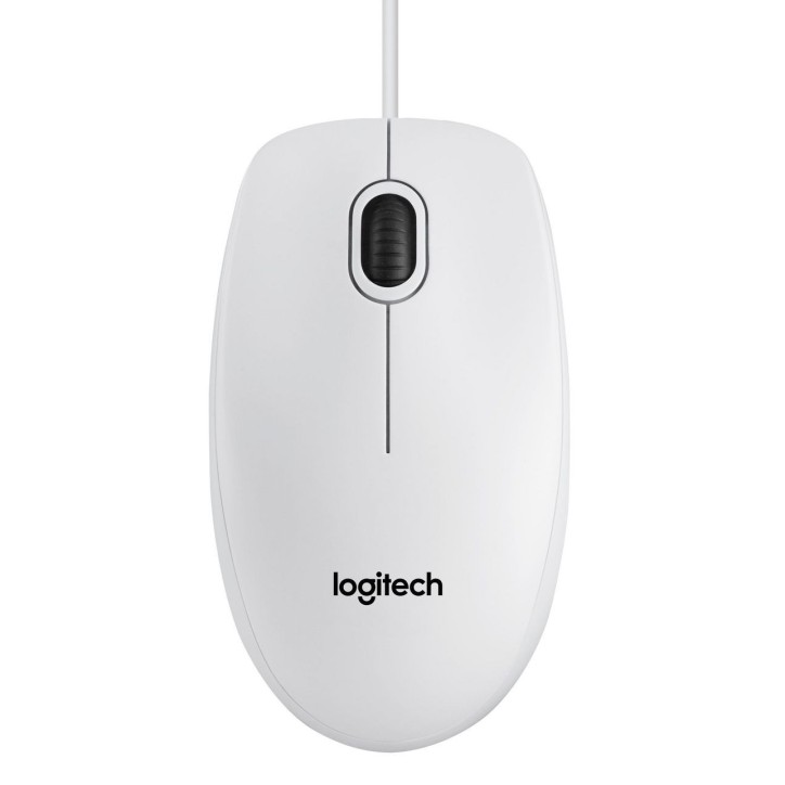 910-003360 Logitech B100 Optical USB Mouse, USB Type-A, White 798569 Ambidextrous