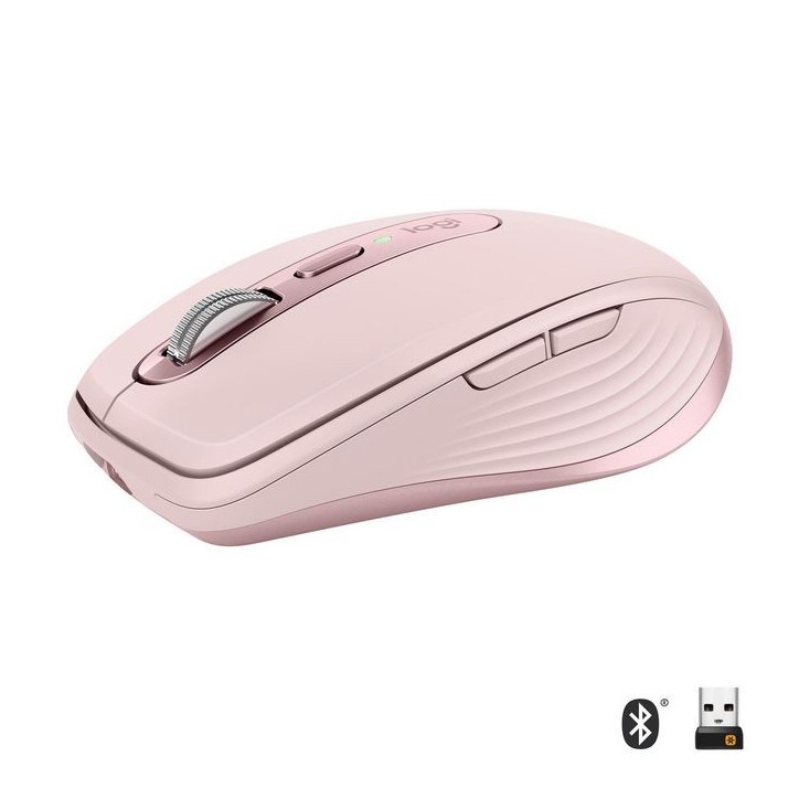 910-005990 Logitech MX Anywhere 3 Compact Performance Mouse, RF Wireless Bluetooth, Lithium Polymer (LiPo), Pink Yes