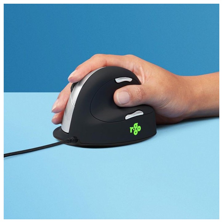 RGOBRHEMLR R-Go Tools R-Go HE Break Mouse, Ergonomic mouse, Anti-RSI software, Large (Hand Size above 185mm), Right Handed, Wire