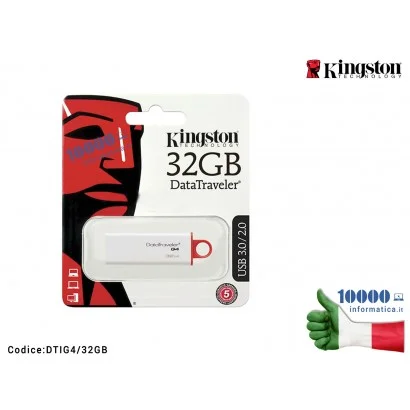 DTIG4/32GB Chiavetta USB Pen Drive KINGSTON DTI-G4 G4 (ROSSA) USB 3.0 [32 GB]
