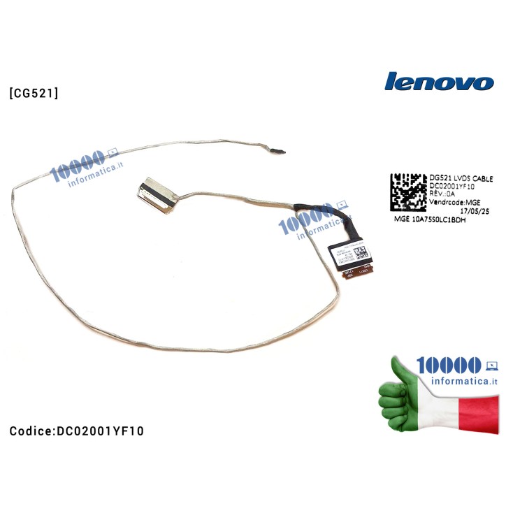 Cavo Flat LCD LENOVO DC02001YF01 IdeaPad 320-14 320-14IAP 320-14IKB 320-14AST 320-14ISK 520-14 520-14IAP 520-14IKB 520-14AST 520-14ISK [DG521] DC02001YF01 LVDS Cable L80XL FOR 15T