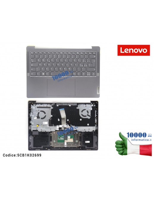 Tastiera Italiana Completa di Top Case Superiore LENOVO Yoga Slim 6 14IAP8 (82WU) [RETROILLUMINATA] 5CB1K02699