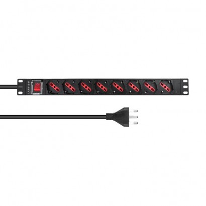 LVR-2MIT-SW-IT8 LVR-2MIT-SW-IT8 Lanview 19'' rack mount power strip, 2m, 13A with 8 x Schuko/italian type socket