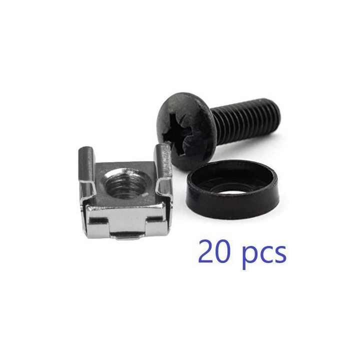 RAX106 Lanview by Logon M6 CAGE NUT SET AND MOUNTING SCREWS, 1set 20pcs RAX106
