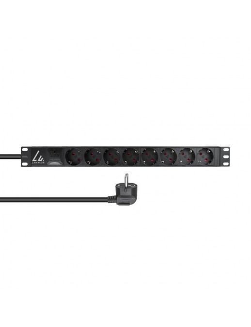 LVR-3MSCH-SPD-SCH8 Lanview 19'' rack mount power strip, 3m, 16A with 8 x Schuko F outlets