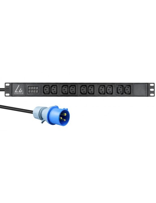 LVR-3MIEC-AMP-10C13 Lanview 19'' rack mount power strip, 3m, 16A with 10 x C13 socket and AMP meter