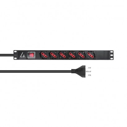 LVR-2MIT-SW-IT6 LVR-2MIT-SW-IT6 Lanview 19'' rack mount power strip, 2m, 13A with 6 x Schuko/italian type socket