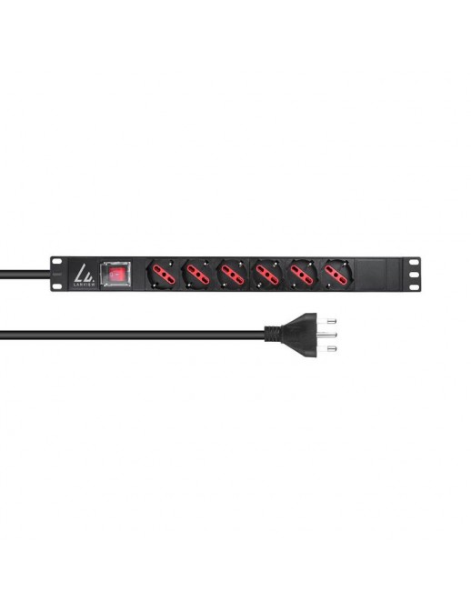 LVR-2MIT-SW-IT6 Lanview 19'' rack mount power strip, 2m, 13A with 6 x Schuko/italian type socket