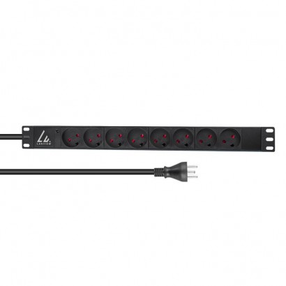 LVR-2MDK-LIC-DK8 Lanview 19'' rack mount power strip, 2m, 13A with 8 x danish type K socket