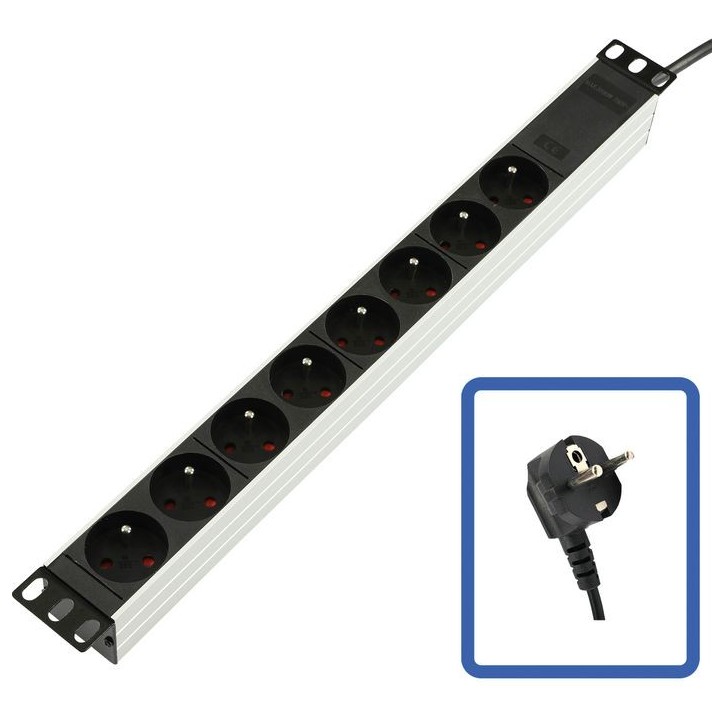 TUPS032 Lanview 19'' rack mount power strip, 1U, 1,5m, 10A with 8 x French Type E Schuko socket TUPS032 TUPS032 Lanview 19'' rack mount power strip, 1U, 1,5m, 10A with 8 x French Type E Schuko socket TUPS032