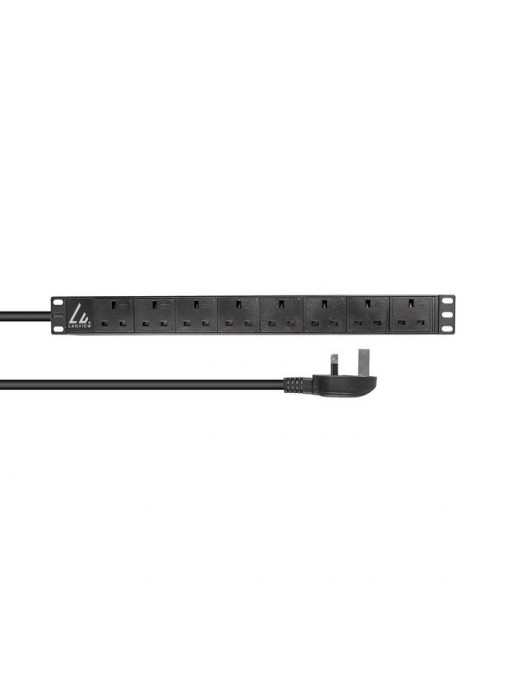 LVR-3MUK-SPD-UK8 Lanview UK Rack mount power strip, 3m, 13A with 8 x UK socketsfits 19 inch racks.