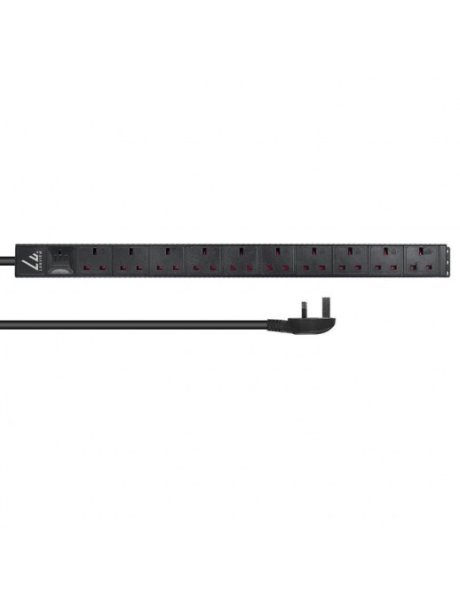 LVR-3MUK-SPD-UK10 Lanview UK Rack mount power strip, 5m, 13A with 10 x UK socketsvertical PDU