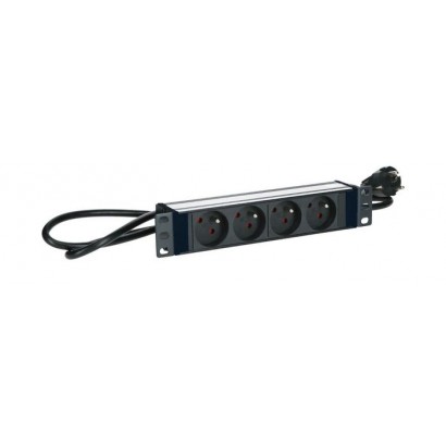 TUPS039 Lanview POWER STRIP 10" - 4WAY - ALUMINIUM FINISH - 2M CABLE TUPS039