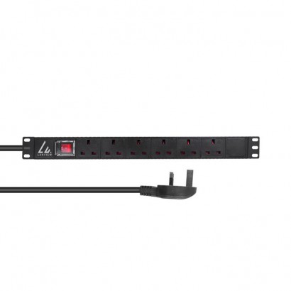 LVR-3MUK-SW-UK6 Lanview UK Rack mount 19" power strip, 3m, 1U 13A with 6 x UK sockets