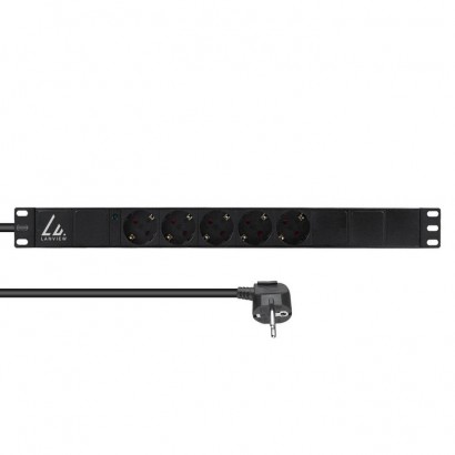 LVR-3MSCH-LIC-SCH5 Lanview 19'' rack mount power strip, 10A with 5 x Schuko type F socket