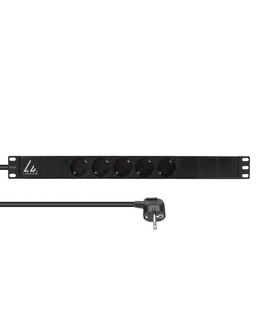 LVR-3MSCH-LIC-SCH5 Lanview 19'' rack mount power strip, 10A with 5 x Schuko type F socket