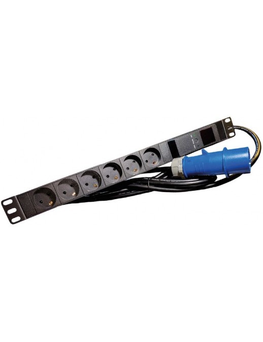 LVR261876D Lanview 19'' rack mount power strip, 4m, 16A with 6 x Danish type K grounded sockets