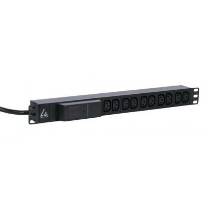 LVR261877 Lanview 19'' rack mount power strip, 3m, 16A with 10 x C13 socket and AMP meter