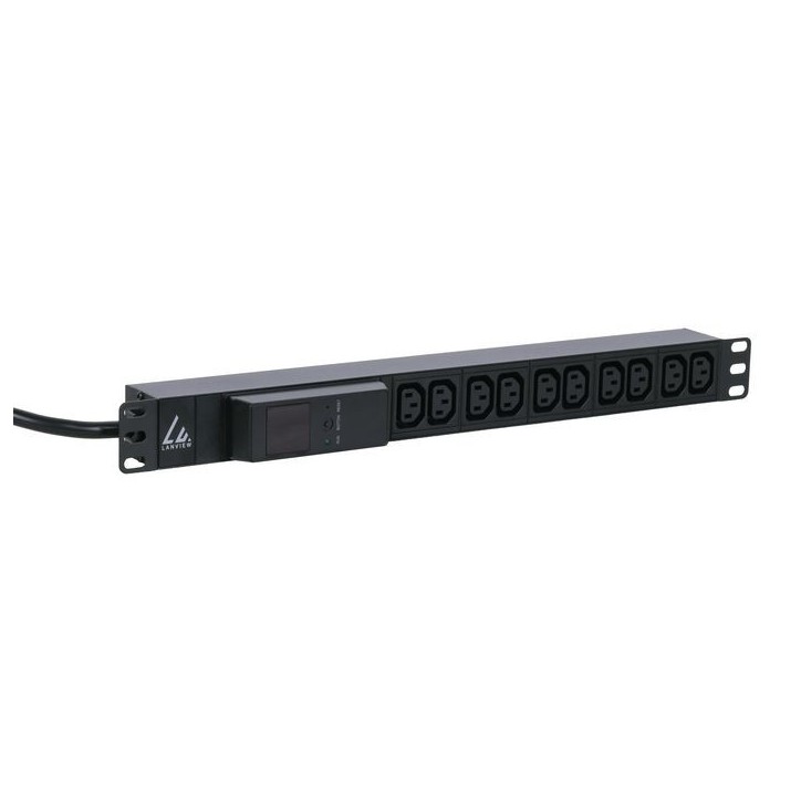 LVR261877 Lanview 19'' rack mount power strip, 3m, 16A with 10 x C13 socket and AMP meter