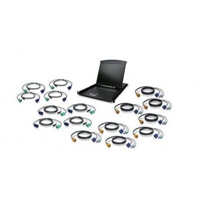 GCL1916KIT GCL1916KIT IOGEAR KVM Drawer Kit w / PS/2 & USB KVM Cables, 16-Port, 19" LCD