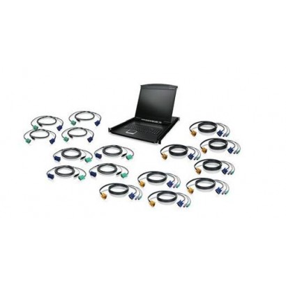 GCL1916KIT IOGEAR KVM Drawer Kit w / PS/2 & USB KVM Cables, 16-Port, 19" LCD