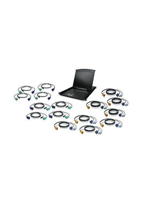 GCL1916KIT GCL1916KIT IOGEAR KVM Drawer Kit w / PS/2 & USB KVM Cables, 16-Port, 19" LCD