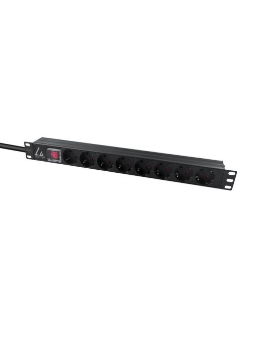 LVR-2MSCH-SCH-C13-8 Lanview 19'' rack mount power strip, 1U, 10A with 8 x Schuko socket, C14 plug